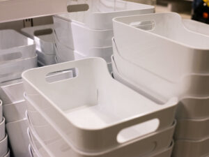 white storage bins